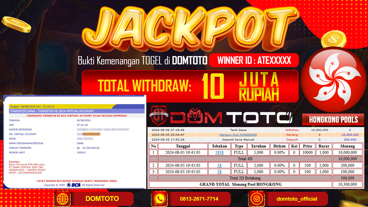 JACKPOT TOGEL HONGKONG 05 AGUSTUS 2024